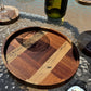 Handcrafted Hardwood Mosaic Snack Tray with Spalted Tamarind Accent – Food Safe Finish, Cork Base