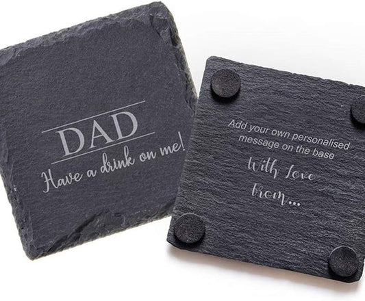 Customizable Black Slate Stone Cup Coaster