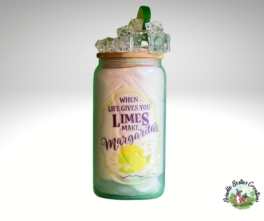 Limes make Margaritas with ice lid- 16oz Iridescent Frosted Beer Can