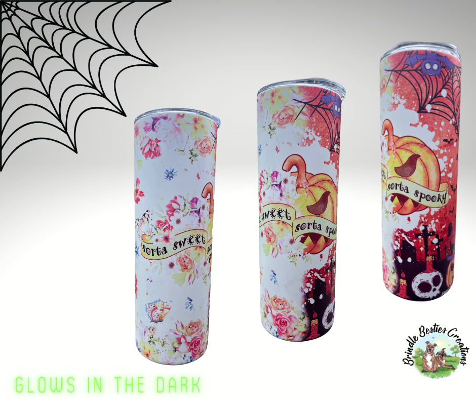 Sweet and Spooky Halloween  - 20oz Glow in the Dark skinny straight Stainless Steel Insulated