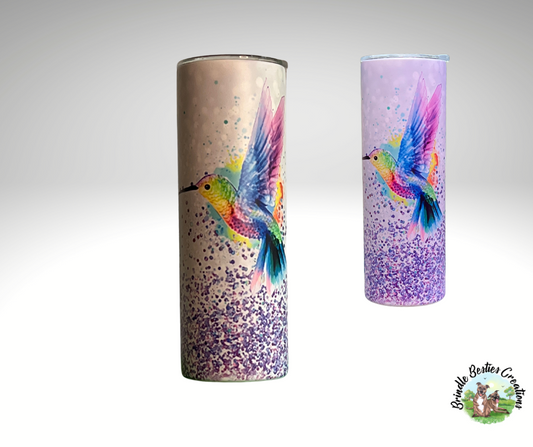 Hummingbird and Purple Glitter - 20oz UV Purple