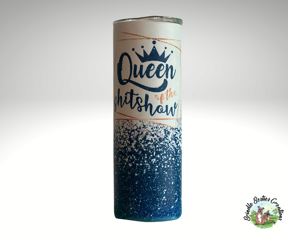 Queen of the Shitshow - 20oz White skinny straight Stainless Steel Insulated