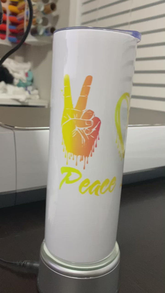 Peace Love J33p Tumbler - 20oz White skinny straight Stainless Steel Insulated